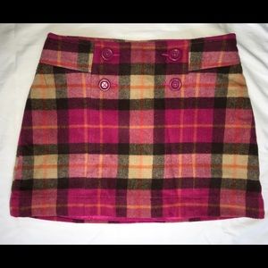 Plaid Skirt with Buttons